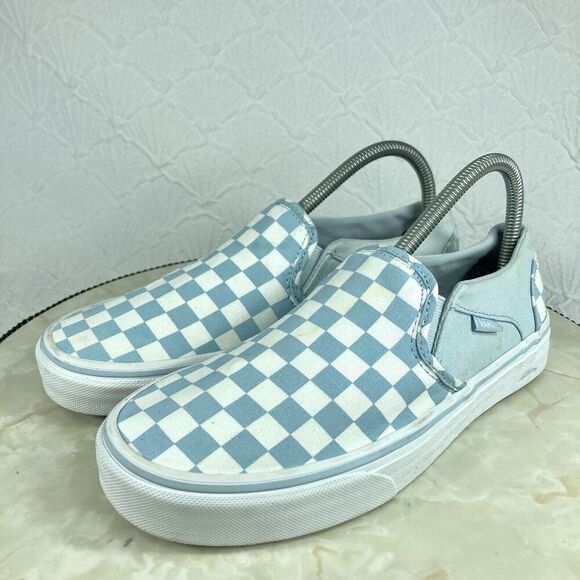 Vans Slip On Checkerboard Skate Shoes 8.5 Blue Streetwear Casual Comfort Sneaker - Picture 5 of 13